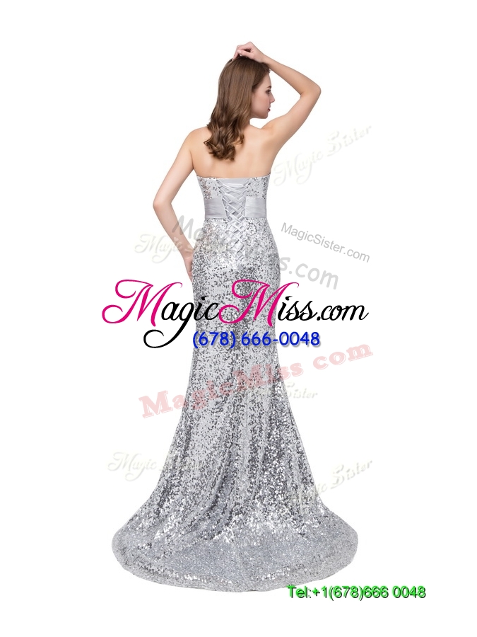 wholesale sexy column sweetheart brush train royal blue prom dresses with sequins