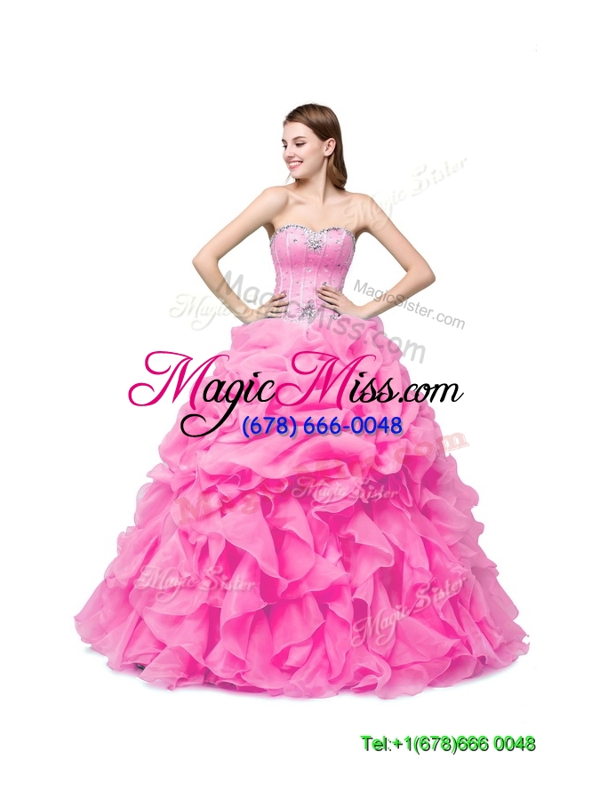 wholesale beautiful puffy sweetheart organza quinceanera dress with beading