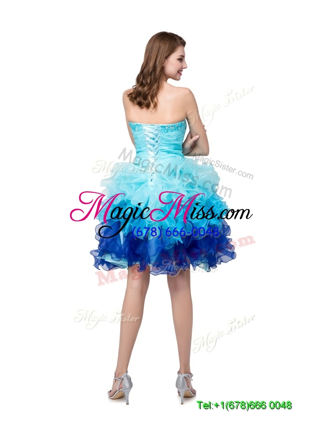 wholesale puffy sweetheart multi color short prom dresses with beading and ruffles