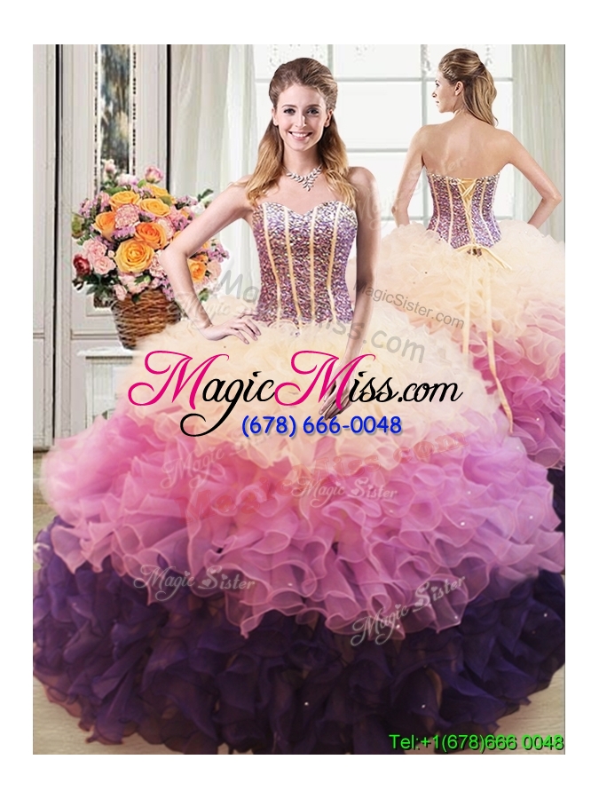 wholesale two for one puffy sweetheart detachable quinceanera dress with beading and ruffles
