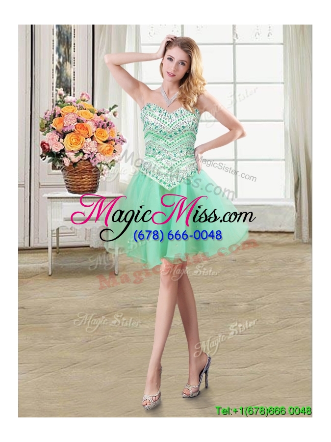 wholesale hot sale beaded sweetheart apple green removable quinceanera dresses in tulle