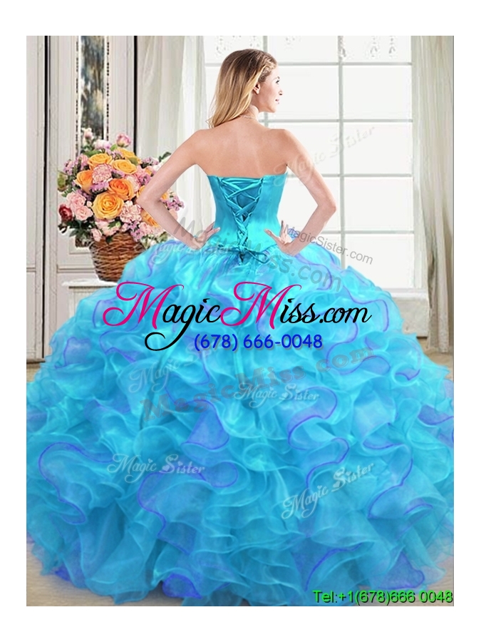 wholesale brand new sweetheart organza two tone quinceanera dress with beading and ruffles
