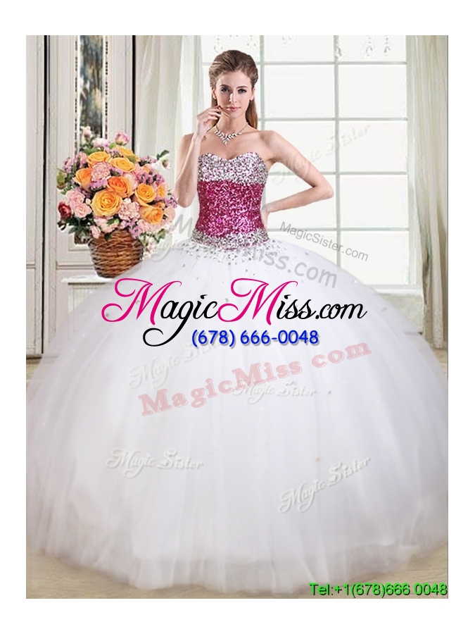 wholesale discount really puffy beaded bodice white quinceanera dress in tulle