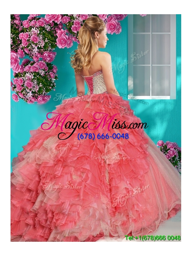wholesale luxurious beaded and ruffled baby blue removable quinceanera dresses with brush train