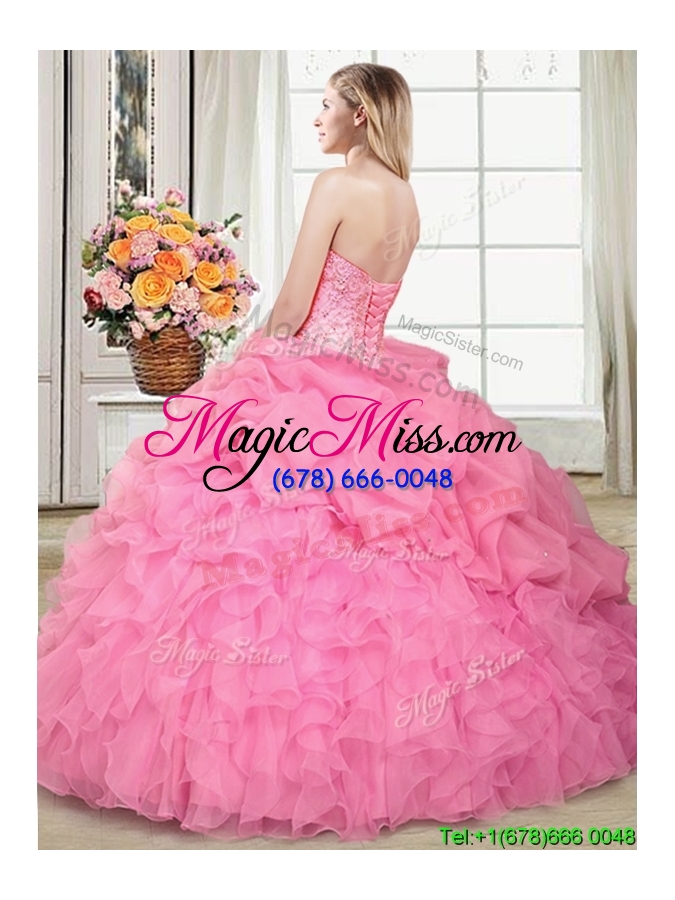 wholesale lovely aqua blue organza quinceanera gown with ruffles and beading