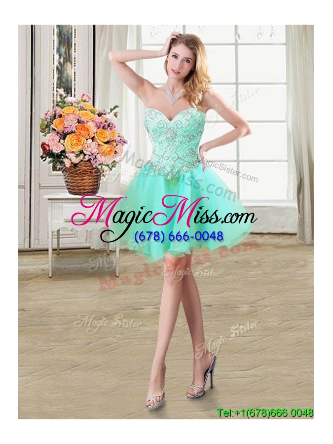 wholesale most popular organza apple green detachable quinceanera dresses with ruffles and beading
