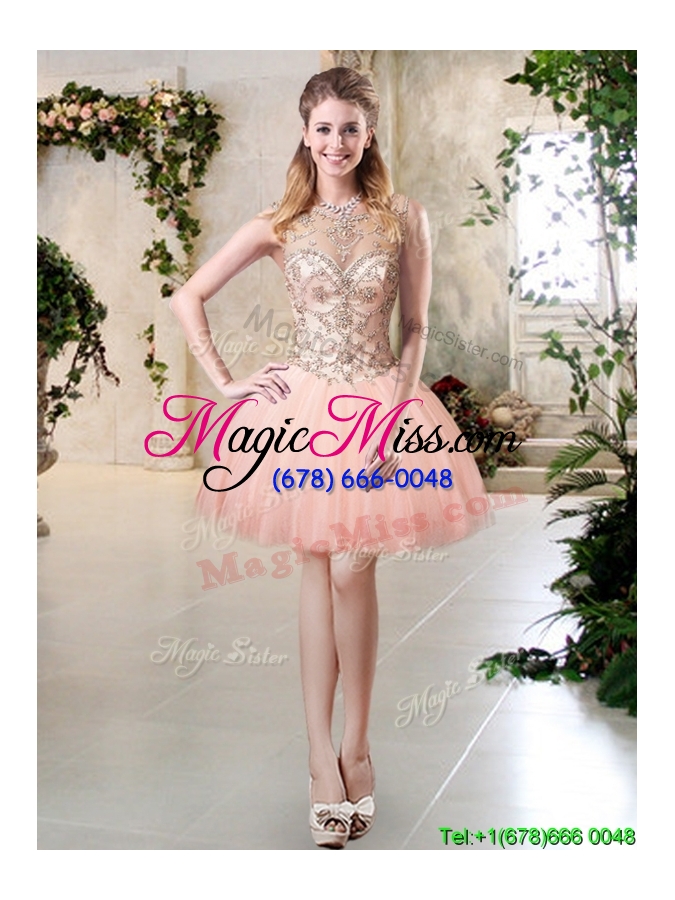 wholesale discount see through scoop big puffy detachable quinceanera dresses in peach