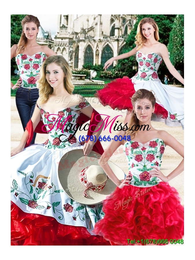 wholesale most popular ruffled layers and embroideried detachable quinceanera dresses in organza and taffeta