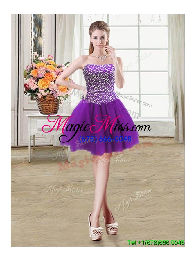 wholesale best puffy beaded bodice tulle detachable quinceanera dress in purple
