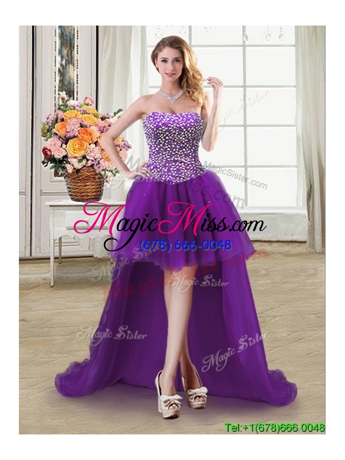 wholesale three for one puffy tulle purple detachable quinceanera dress with beading