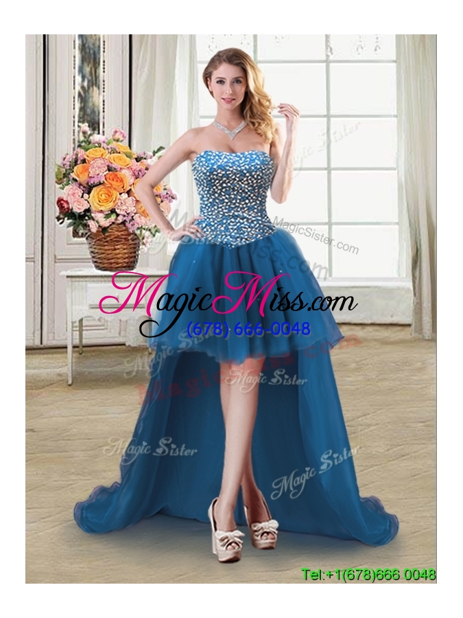 wholesale simple three for one puffy tulle teal detachable quinceanera dress with beading
