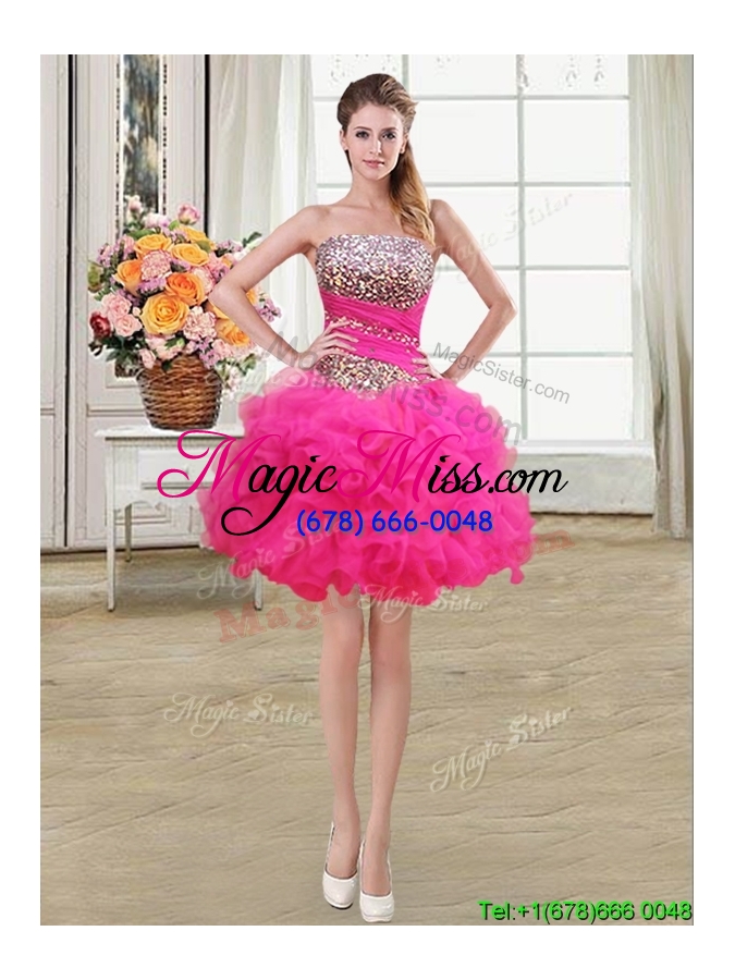 wholesale beautiful puffy beaded bodice and ruffled layers detachable quinceanera dress in two tone