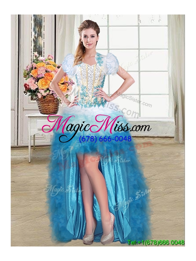wholesale perfect sweetheart brush train multi color detachable quinceanera dress with appliques and beading ruffles
