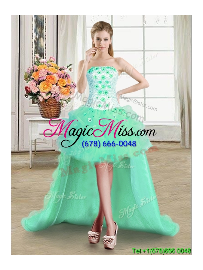 wholesale three for one strapless beaded and ruffles detachable quinceanera dress in tulle