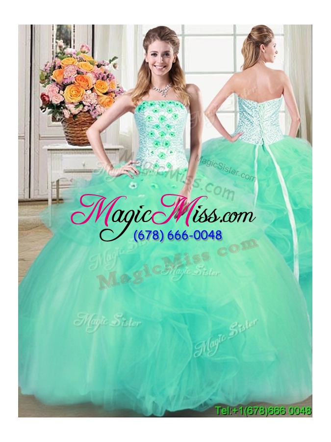 wholesale three for one strapless beaded and ruffles detachable quinceanera dress in tulle