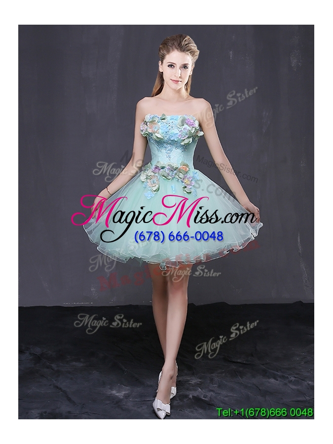 wholesale cute princess strapless lace up short prom dress with handcraft