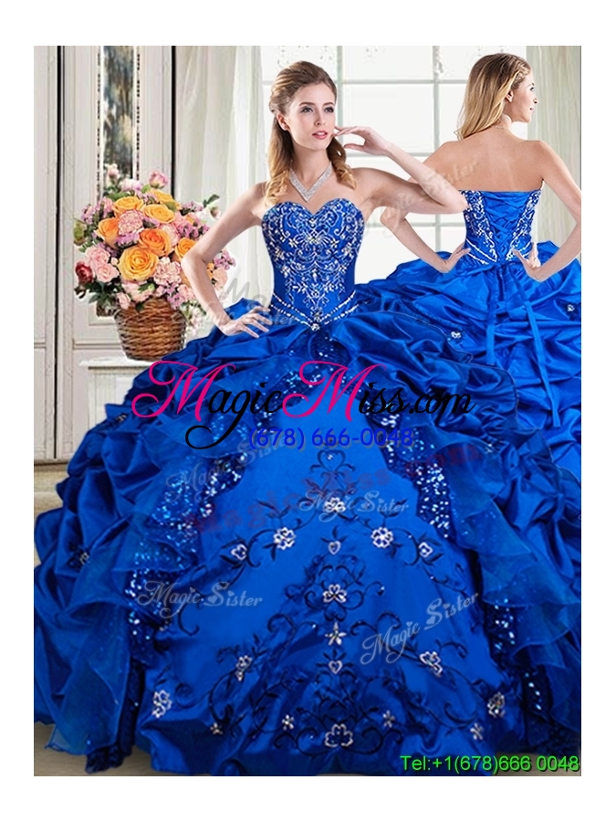 wholesale classical beaded and sequined removable quinceanera dresses with embroidery and pick ups