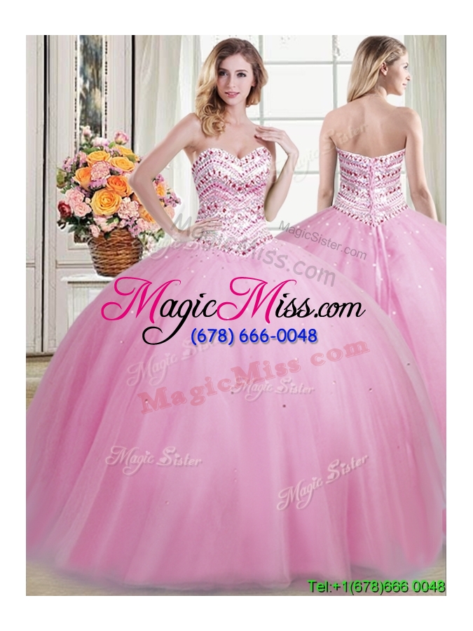 wholesale top seller sweetheart beaded bodice removable quinceanera gowns in rose pink
