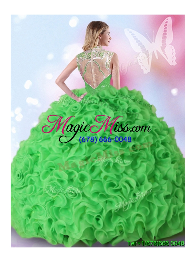 wholesale 2017 sweet beaded and ruffled spring green quinceanera dress in organza