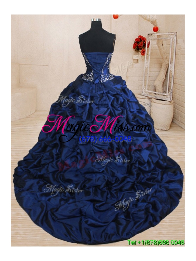 wholesale luxurious ruffled layers and bubble brush train quinceanera dress in organza and taffeta