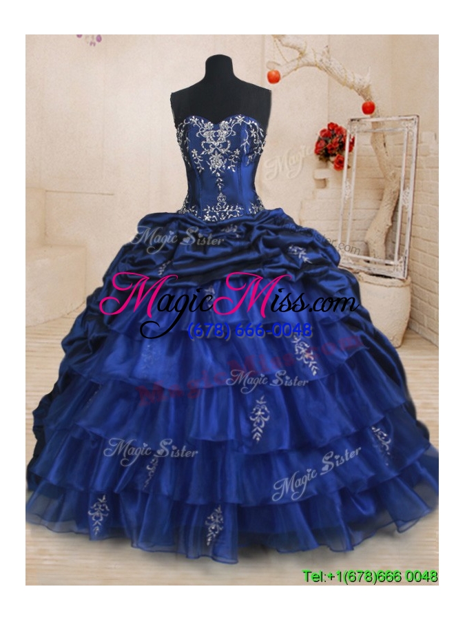 wholesale luxurious ruffled layers and bubble brush train quinceanera dress in organza and taffeta