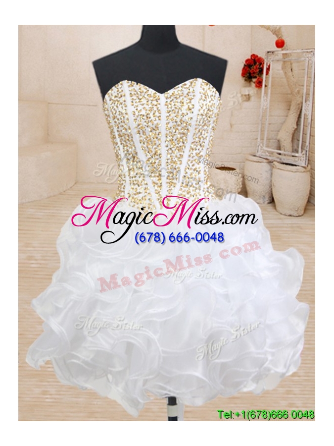 wholesale top seller visible boning beaded and ruffled detachable quinceanera dress in organza