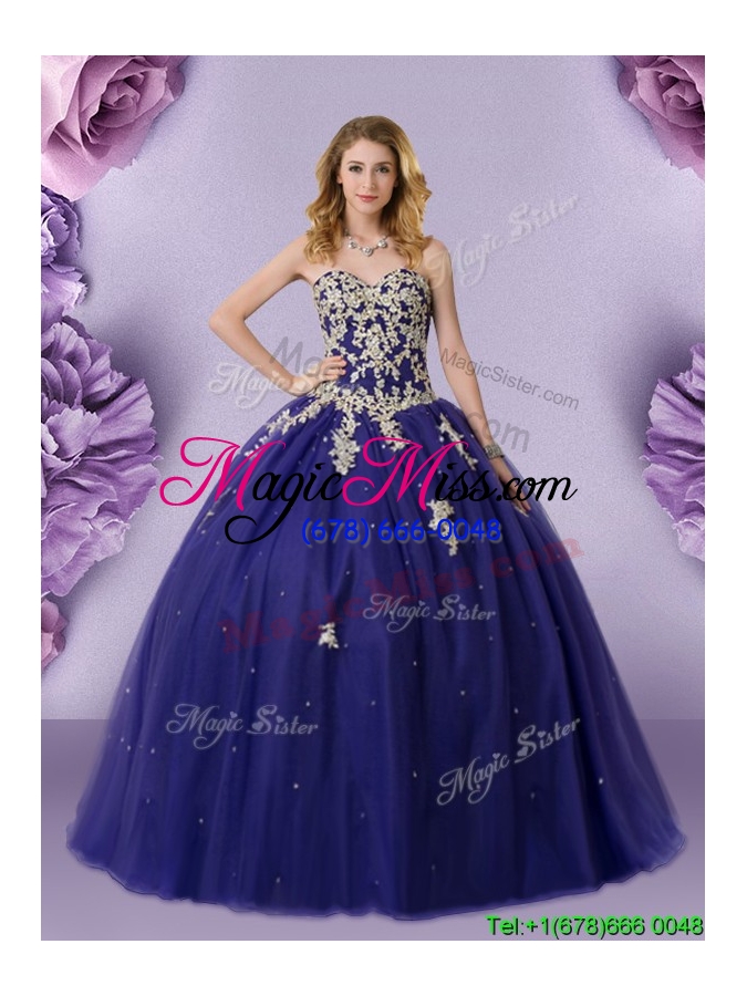 wholesale best selling beaded navy blue quinceanera dress in floor length