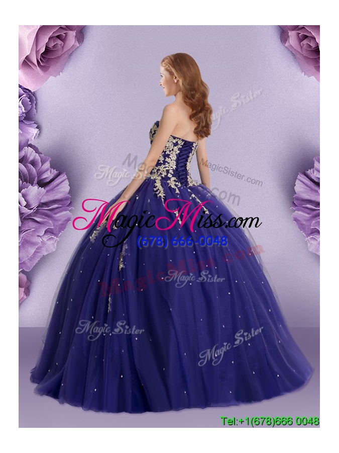 wholesale best selling beaded navy blue quinceanera dress in floor length