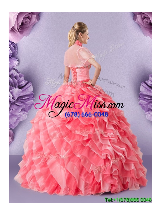 wholesale top seller two tone quinceanera dress with beading and ruffled layers