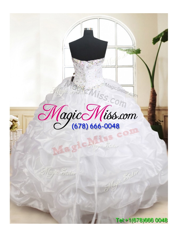 wholesale gorgeous puffy skirt sweetheart white quinceanera dress with beading and pick ups