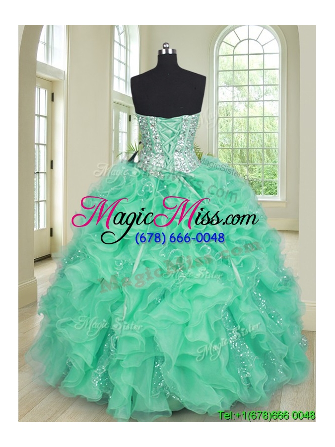 wholesale exclusive beaded bodice turquoise quinceanera dress in organza and sequins
