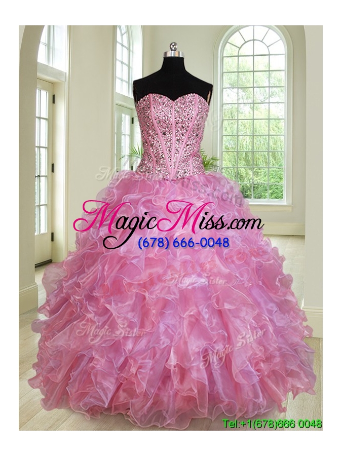 wholesale perfect visible boning beaded bodice removable quinceanera dress in two tone