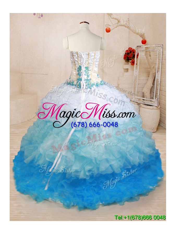 wholesale new style applique and beaded ruffled quinceanera dress in gradient color