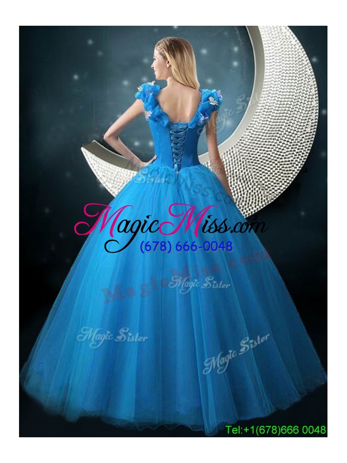 wholesale perfect v neck butterfly appliques quinceanera dress with cap sleeves