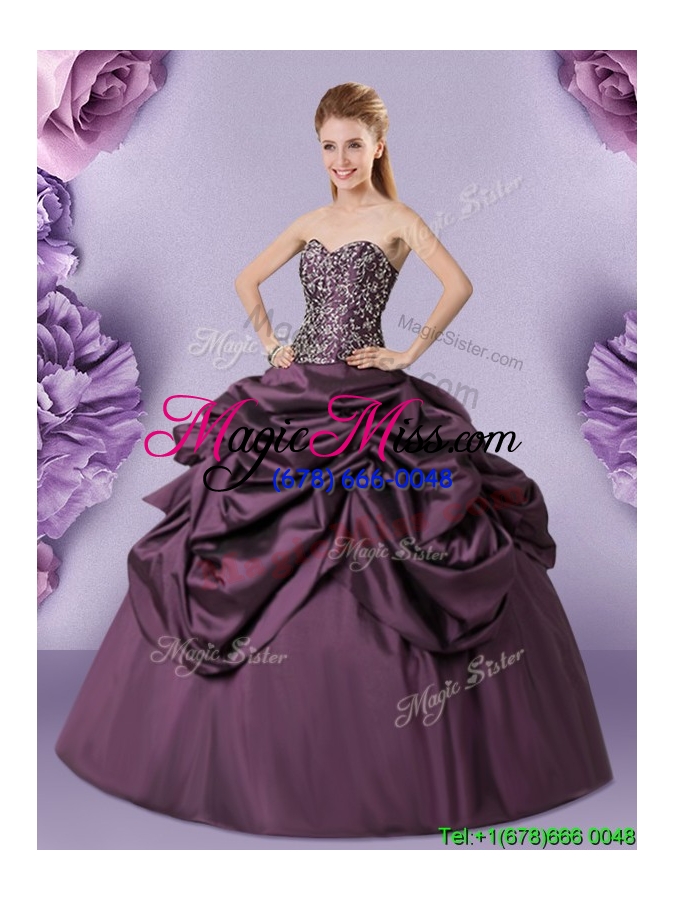 wholesale designer sweetheart taffeta quinceanera dress with embroidery and pick ups
