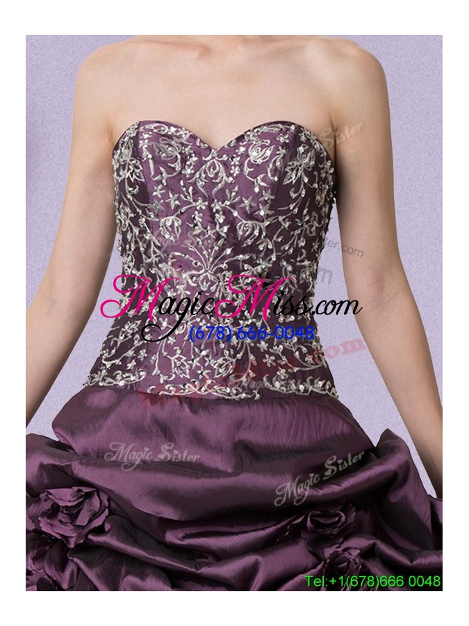wholesale designer sweetheart taffeta quinceanera dress with embroidery and pick ups