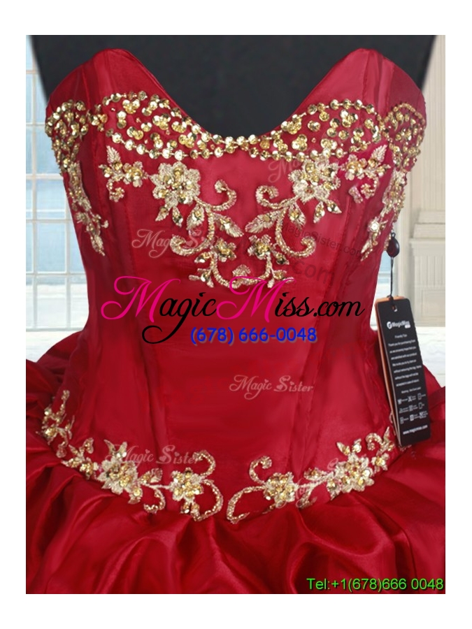 wholesale lovely beaded and bubble taffeta quinceanera dress with brush train