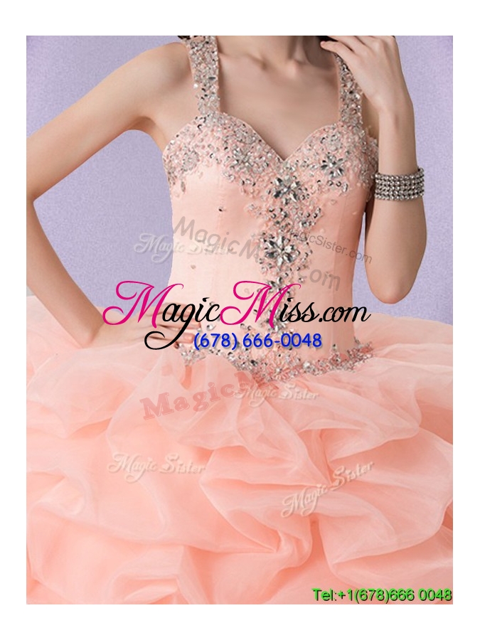 wholesale cheap straps see through back zipper up quinceanera dress with ruffles