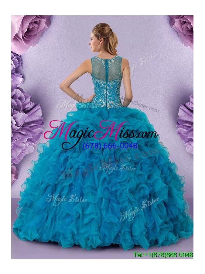 wholesale modern see through back zipper up quinceanera dress with ruffles and beading