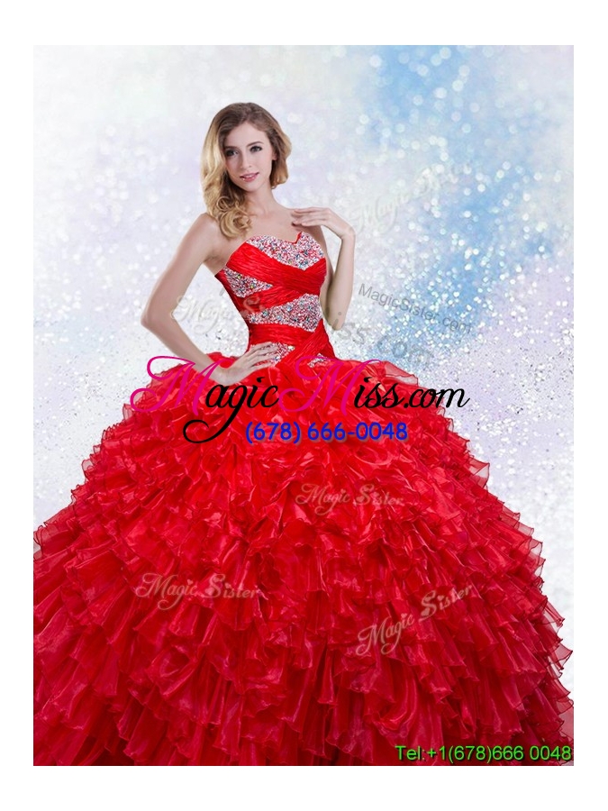 wholesale luxurious puffy strapless royal blue quinceanera dress with beading and ruffles