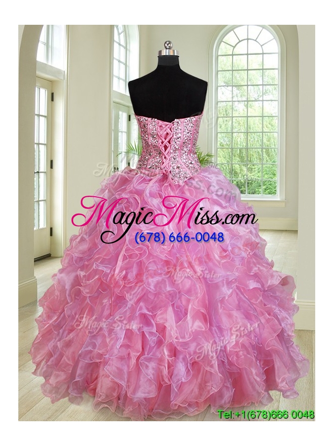 wholesale discount two tone sweetheart quinceanera dress with ruffles and beading