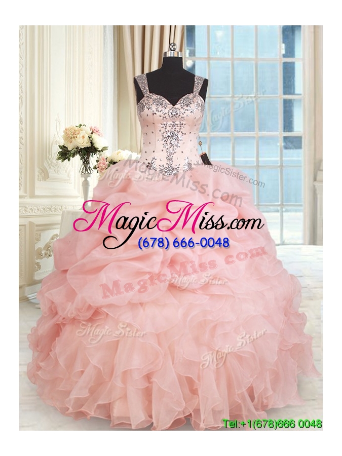 wholesale wonderful see through back straps zipper up quinceanera dress in organza