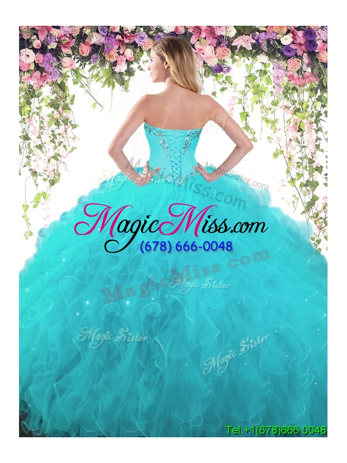 wholesale perfect beaded and ruffled tulle quinceanera dress in red