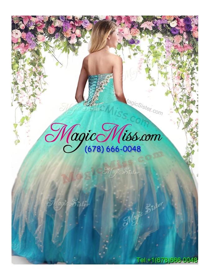 wholesale wonderful beaded big puffy tulle quinceanera dress in multi color