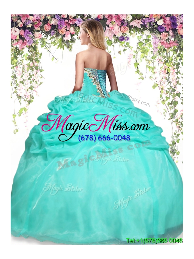 wholesale latest beaded and pick ups quinceanera dress in apple green