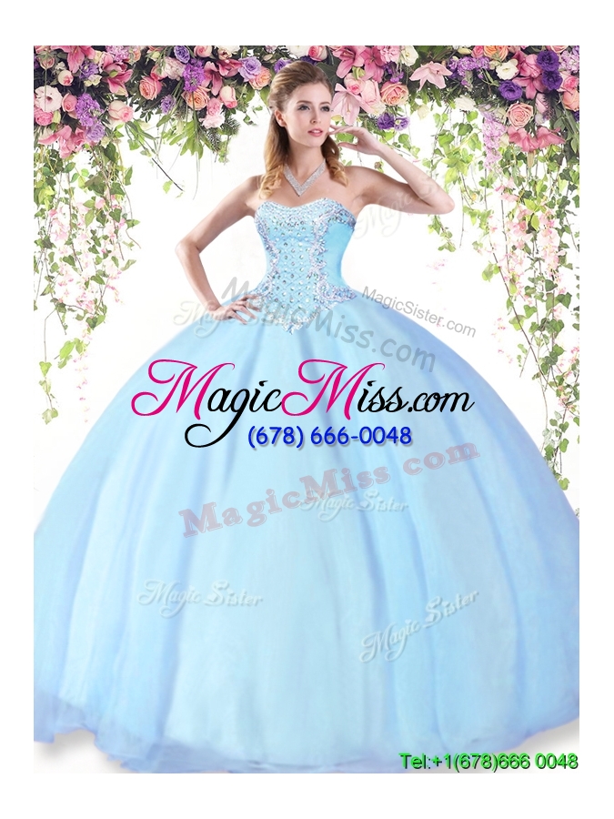 wholesale elegant beaded big puffy sweet 16 dress in baby blue