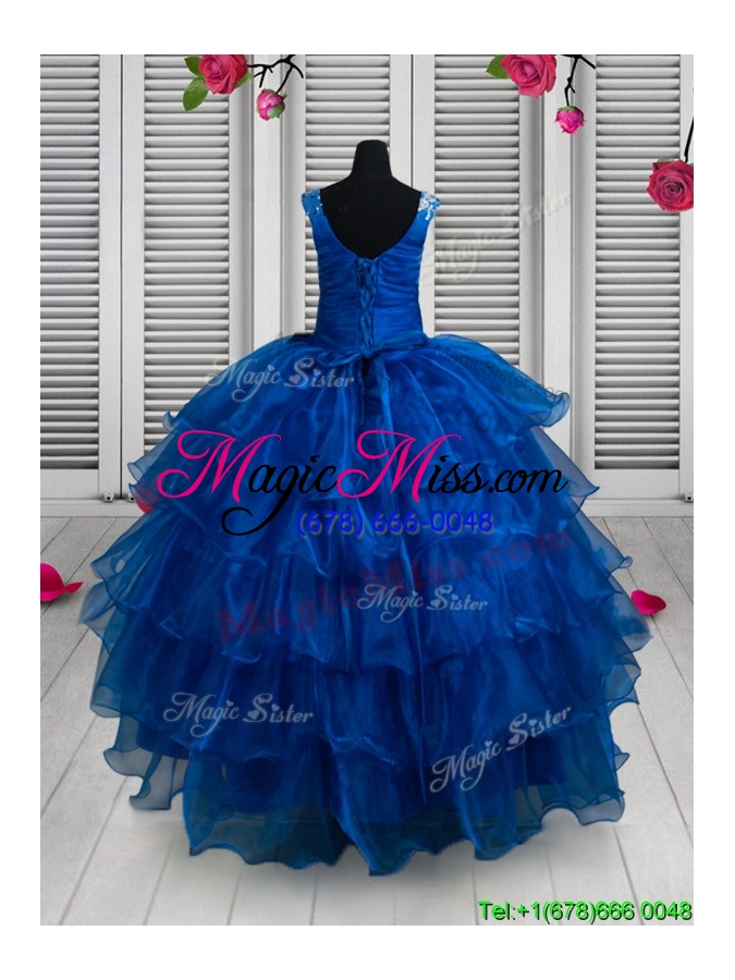 wholesale discount beaded and ruffled layers little girl pageant dress in organza and lace