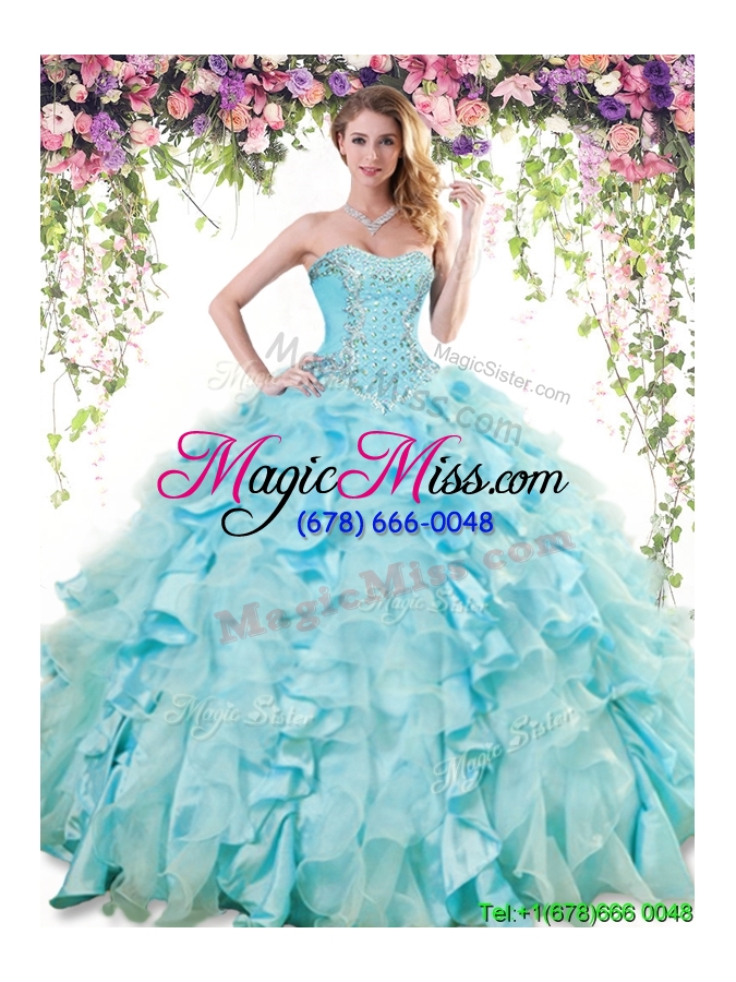 wholesale lovely beaded and ruffled quinceanera dress in baby blue