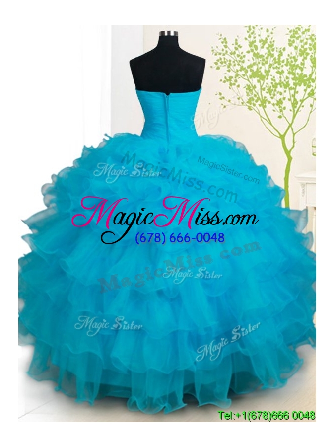 wholesale 2017 discount zipper up strapless quinceanera dress with ruffled layers and beading