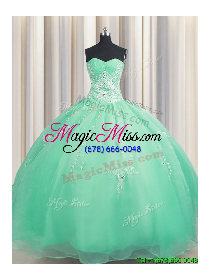wholesale hot sale zipper up turquoise quinceanera dress with appliques and beading